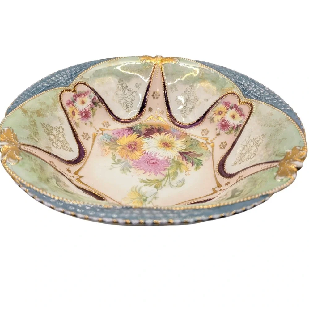 Antique OLS St Kilian Serving Bowl Floral Oscar Schlegelmilch Hand Painted SEE